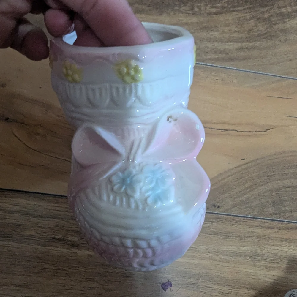 Pink and White Ceramic Boot Wall Decor